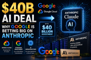 Google $40B AI investment in Anthropic illustrating AI infrastructure, cloud computing, and the Claude AI model